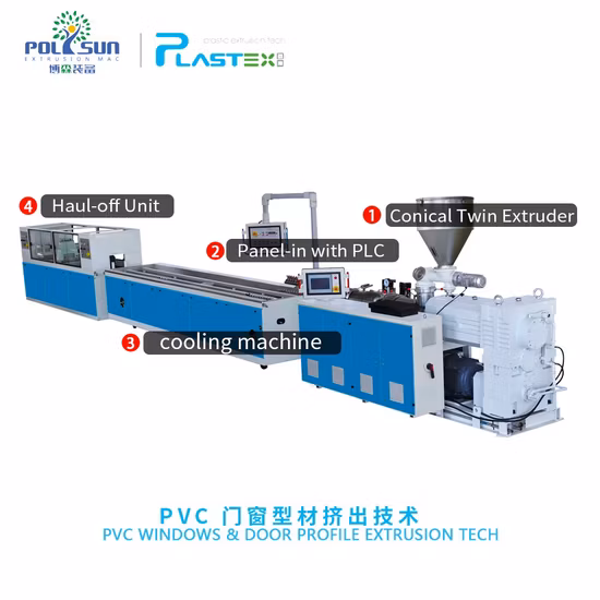 Máquina para fabricar paradas de agua de PVC de plástico de automatización de alta calidad / Línea de producción de extrusión de perfil de techo hueco de marco de puerta WPC Fabricante en China